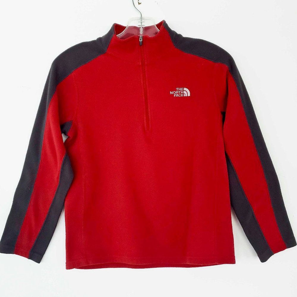 The North Face Boys Medium 1/4 Zip Red and Gray Fleece Top